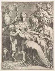 Jungfrau und Kind mit Heiligen, ca. 1550-56