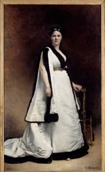 Ganzkörperporträt von Madame Pasca (1835 - 1914) Dramatikerin. Gemälde von Léon Joseph Bonnat (1833 - 1922)