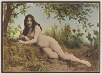 Sommer, Frau im Heu liegend