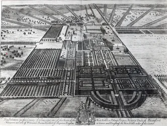 Badminton House im County of Gloucester, graviert von Johannes Kip