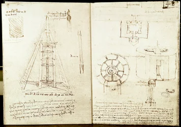 Architektur und Militärkunst: Manuskript von Leonardo da Vinci
