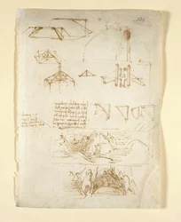 Notizen und Diagramme; Skizzen von Bergen und einer Höhle aus dem 
