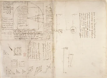 Notizen und Diagramme zur Mechanik und zum Schwerpunkt, aus 