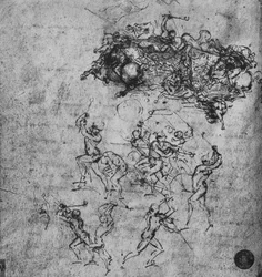 Schlacht von Reitern und Fußsoldaten, ca. 1480, 1945