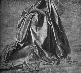 Gipsabdruck eines Gewandes für eine kniende Figur nach rechts, ca. 1470