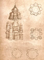 Zeichnung von Kirchen, ca. 1472-1519, 1883