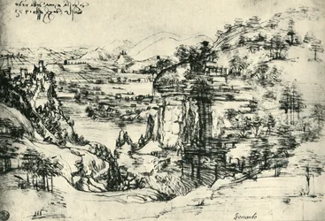 Landschaftszeichnung für Santa Maria della Neve am 5. August 1473