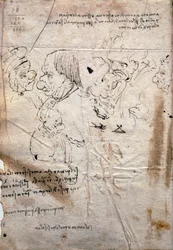 Männliche Karikaturen und Bibliotheksliste, Codex Trivulzianus