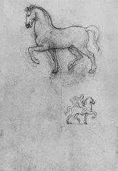 Studien eines Pferdes und eines Pferdes mit Reiter, um 1480, 1945