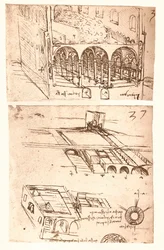 Zwei architektonische Zeichnungen, ca. 1472-1519, 1883
