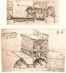 Zwei Pläne für Kanäle in einer Stadt, ca. 1472-1519, 1883