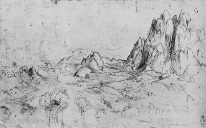 Blick auf eine Bergkette, ca. 1480 1945