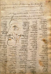 Wortliste und männliches Profil, aus dem Codex Trivulzianus