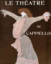 Schauspielerin Sarah Bernhardt (1844-1923), Illustration von Leonetto Cappiello (1875-1942), aus der französischen Zeitschrift Le Theatre, April 1903