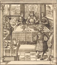 Der junge weiße König zwischen der Königin und der Prinzessin von Feuereisen
