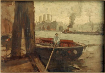 Schute an der Pier