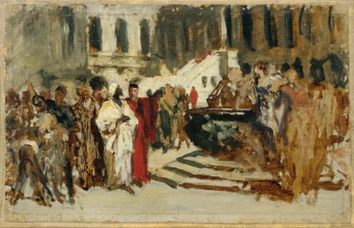 Skizze zum Gemälde "Arabische Kaufleute in Venedig"