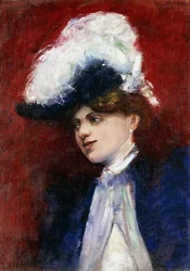 Elegante Dame mit Federhut