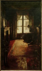 Pariser Interieur (lesende Frau am Fenster)