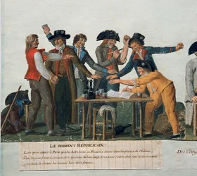 Französische Revolution: Der republikanische Eid. Gouache der Brüder Lesueur (18. Jahrhundert)