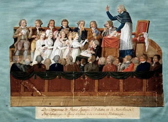Französische Revolution: Bürger von Paris bieten ihren Schmuck der Nationalversammlung an. Illustration der Brüder Lesueur, 1792-1795. Musée Carnavalet, Paris