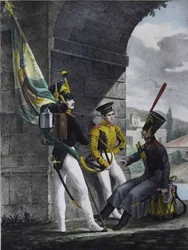 Podpraporshchik, Trommler und Hornist des Finliandsky-Garde-Regiments, 1829