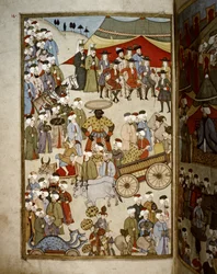 OSMANISCHES REICH: Der Basar in Istanbul, ca. 1720 (Miniatur)