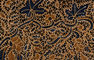 Batik mit traditionellem Blumendesign, Surakarta, Java, Indonesien, Detail