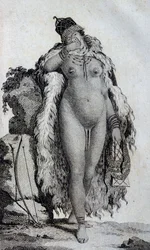 Ethnische Frau Khoikhoi (Hottentotten), aus Reisen von Le Vaillant ins Innere Afrikas über das Kap der Guten Hoffnung, in den Jahren 1783