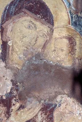 Madonna mit Kind, Fresko in der Kirche Panagia, Rodovani, Kreta, Griechenland