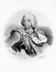 Porträt von Karl Emanuel III. von Savoyen (1701-1773), König von Sardinien ab 1730, Gravur nach einer Zeichnung von Francesco Gonin (1808-1889)