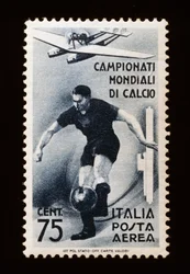 Briefmarke für die FIFA-Weltmeisterschaft 1934, 75-Cent-Luftpostmarke, Italien, 20. Jahrhundert