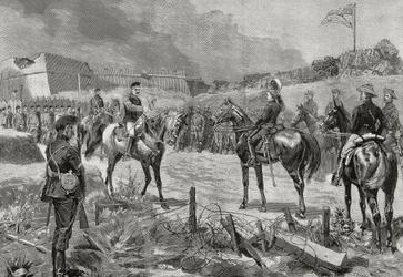 Spanischer General Jose Toral y Velazquez kapituliert vor amerikanischen Truppen, Santiago de Cuba, Juli 1898, Spanisch-Amerikanischer Krieg, Kuba