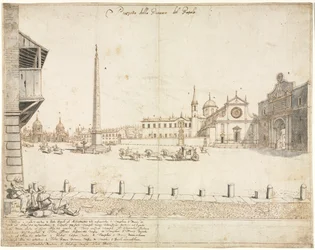 Achtzehn Ansichten von Rom: Die Piazza del Popolo (recto)