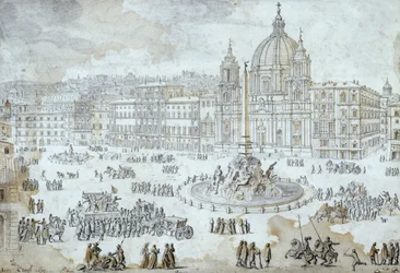 Piazza Navona in Rom, von Lievin Cruyl (1640-1720), Italien