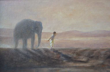 Junge und Elefant