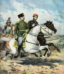 Französischer General Saussier und russischer General Dragomiroff