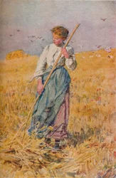 Haferlesen, Frankreich, um 1900