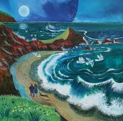 Spaziergänger in Hartland Bay, 2019