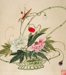 Eines aus einer Serie von Blumen- und Insektenbildern, spätes 19. Jahrhundert