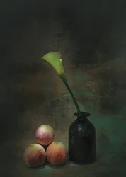 Stimmungsvolle Calla-Lilie Stillleben