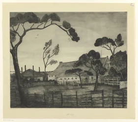 Holländische Landschaft mit Bauernhof und Weide