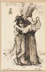 Paar beim Flirten unter einem Baum, 1871