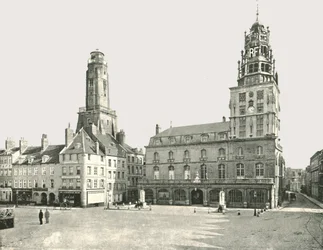 Der Wachturm und das Rathaus, Calais, Frankreich, 1895