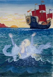 Die kleine Meerjungfrau, Illustration von Lorenz Frolich für das Märchen von Hans Christian Andersen