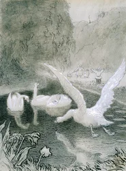 Das hässliche Entlein, Illustration von Lorenz Frolich für Märchen von Hans Christian Andersen