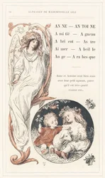 Anne, Antoine, Freundschaft, Lamm, Aprikose, Stern, Liebe, Biene, Engel, Arabeske, Seite 14 - Alphabet von Mademoiselle Lili, von L. Froelich und von einem Vater (Hetzel selbst). Bibliotheque & Magasin d