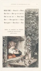 Berthe, Bonte, Brunnen, Barbet, Bachstelze, Balsamine, Birke, Schnabel, Schnäbeln, Arm, Strauß, Bonbon, Boden, Seite 15 - Alphabet von Mademoiselle Lili, von L. Froelich und von einem Vater (Hetzel selbst). Bibliotheque & Magasin d