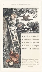 Emile, Etienne, Echelle, Echelon, Eichhörnchen, Spatz, Spinat, Vogelscheuche, Farry, Stourneau, Seite 18 - Alphabet von Mademoiselle Lili, von L. Froelich und von einem Vater (Hetzel selbst). Bibliotheque & Magasin d