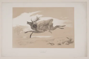 Die Flucht, S. 11, Illustration zu Christian Winthers "Hjortens Flugt"